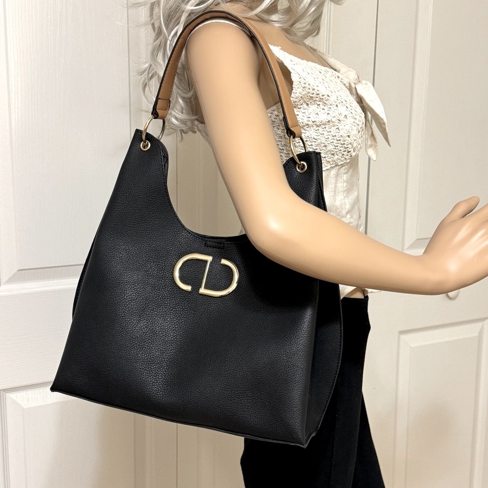 GIANNI BINI Beautiful Black Brown Hobo Shoulder Handbag - Picture 16 of 16